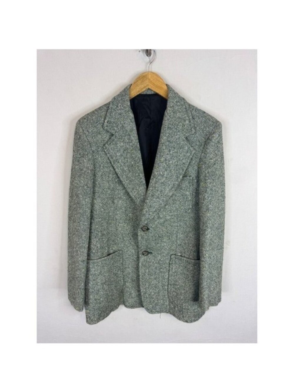 Vintage Wescott Mens Grey Green Irish Tweed Wool Blend Blazer Sport Coat 38